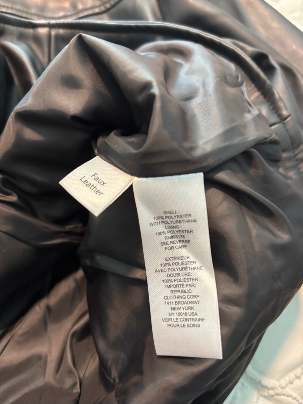 Tahari Black Faux Leather Zip Jacket with Silver Hardware - Picture 4 of 4